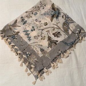 Spartina 449 Botanical Tassel Scarf - Gray and Cream